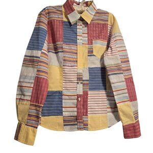 J.Crew Men's Multicor Madras Patchwork Button up Long Sleeve Shirt Small